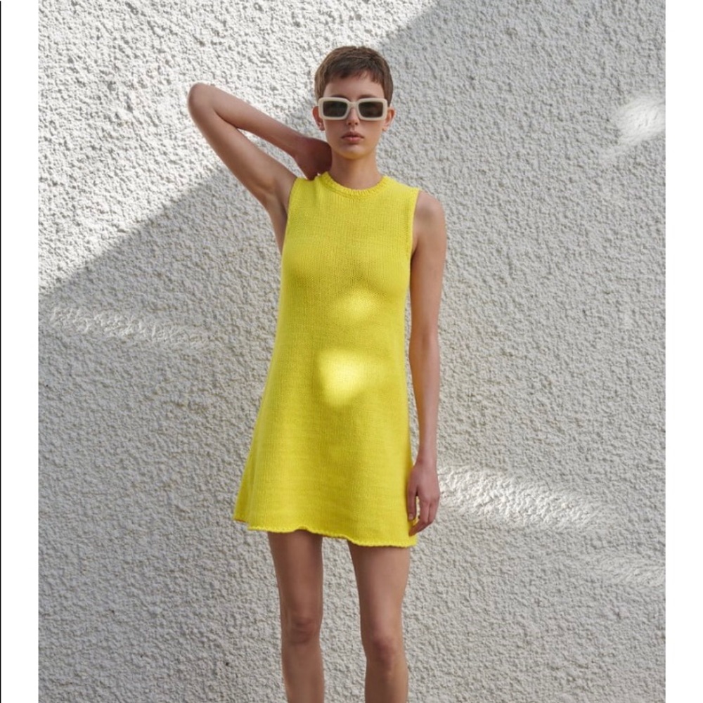 NWT Zara Yellow Sleeveless Sweater Dress Size S